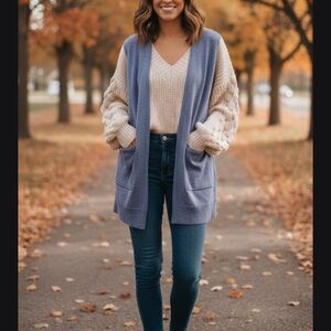 Madewell Women's Blue Open-Front Sweater